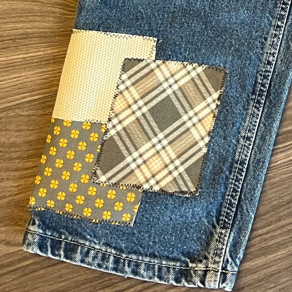 Vintage 90s Tommy Hilfiger tapered Patchwork Jeans Sz 14 - Picture 5 of 6
